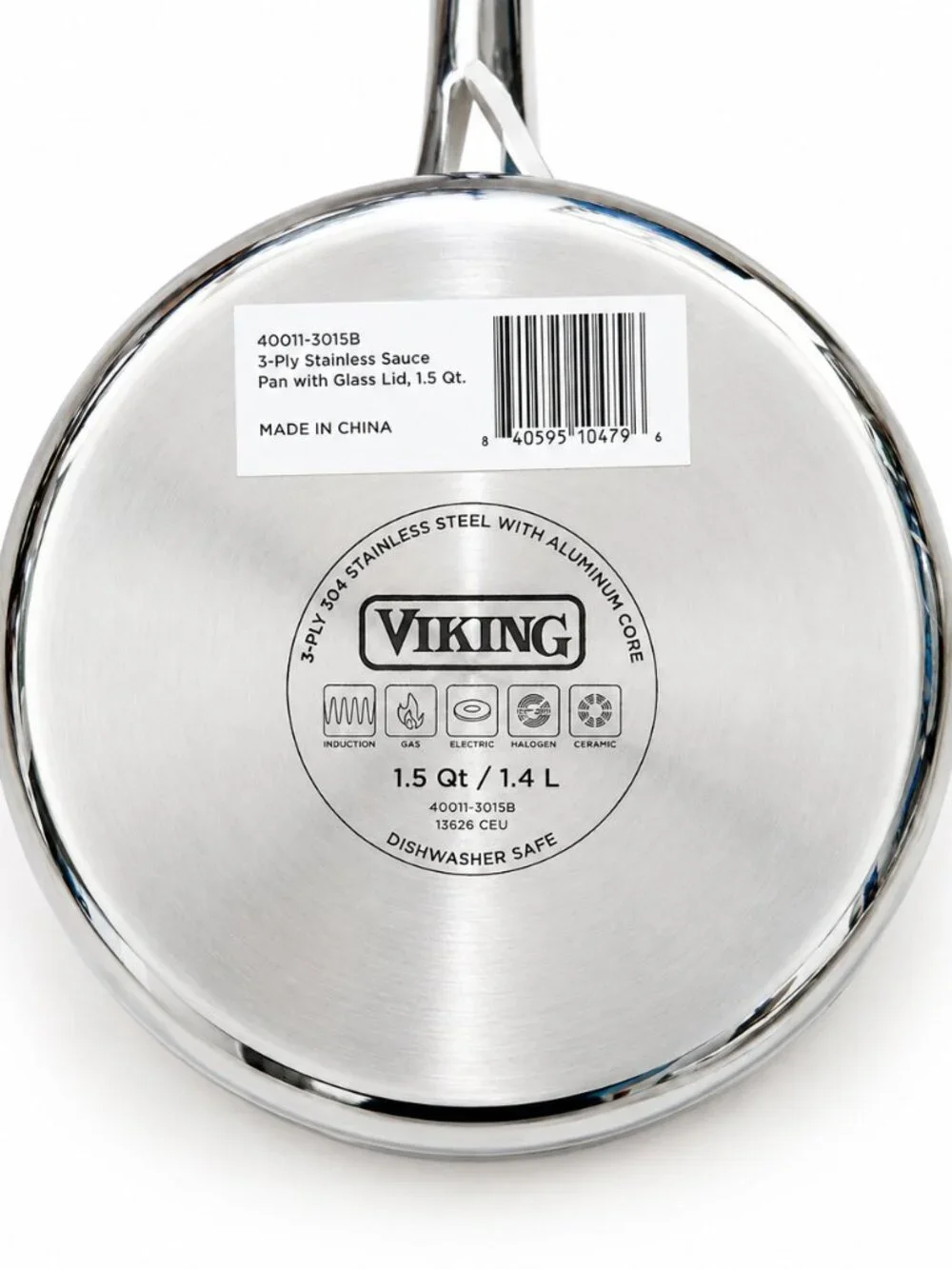 Viking 3-Ply Stainless Steel 1.5 Qt Saucepan with lid 1.4 L 40011-3015B